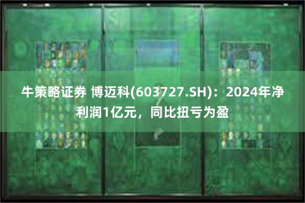 牛策略证券 博迈科(603727.SH)：2024年净利润1亿元，同比扭亏为盈