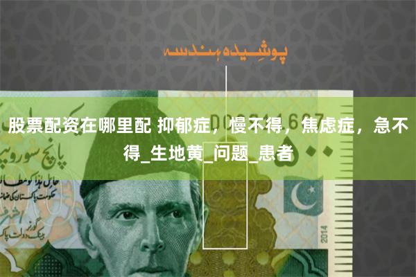 股票配资在哪里配 抑郁症，慢不得，焦虑症，急不得_生地黄_问题_患者