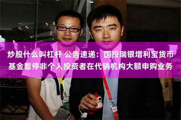 炒股什么叫杠杆 公告速递：国投瑞银增利宝货币基金暂停非个人投资者在代销机构大额申购业务