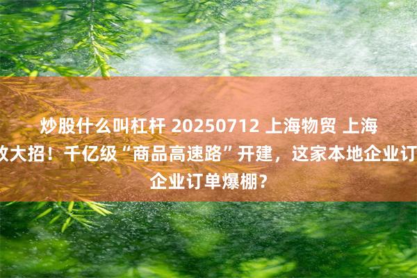 炒股什么叫杠杆 20250712 上海物贸 上海自贸区放大招！千亿级“商品高速路”开建，这家本地企业订单爆棚？